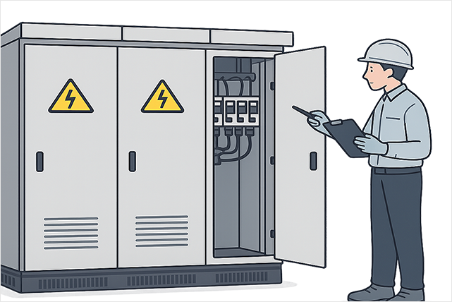 キュービクル保守・点検する人